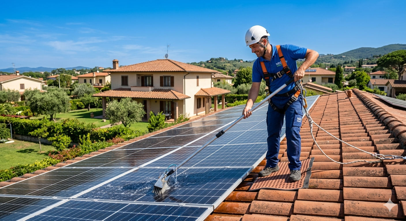 Pulizia professionale pannelli solari residenziali